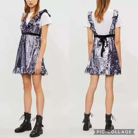 FREE PEOPLE Sequin Ruffle Dress Tulle Balletcore Coquette Cocktail Glam S 2 4 - Picture 2 of 4